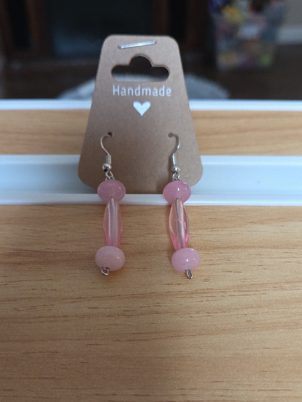 Handmade Pink Bead Drop Earrings — Elegant Pink Dangle